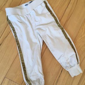3/$20* Old Navy 2T khaki joggers with glittery gold stripe - CUTE!